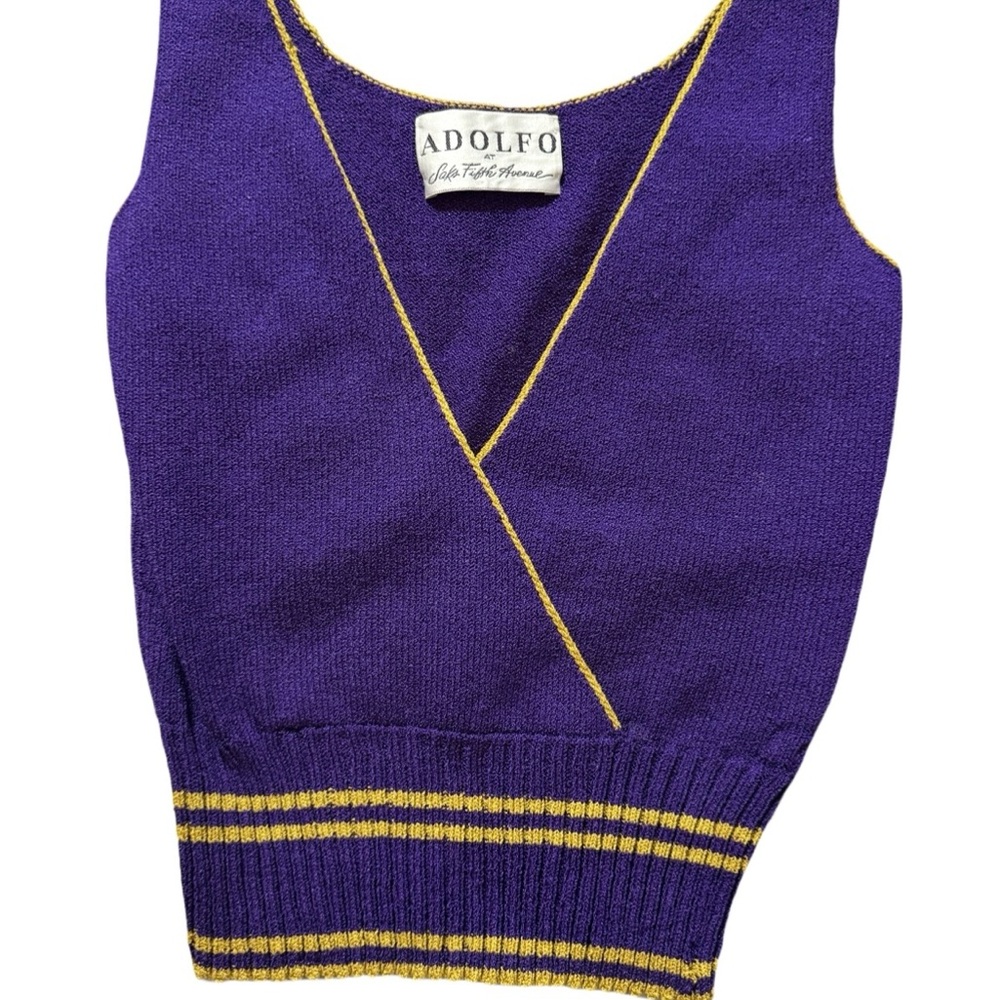 vintage! Adolfo Purple and Gold Women's Sweater Vest.